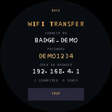设备端 WIFI 热点页面,显示热点名称、密码和启动按钮